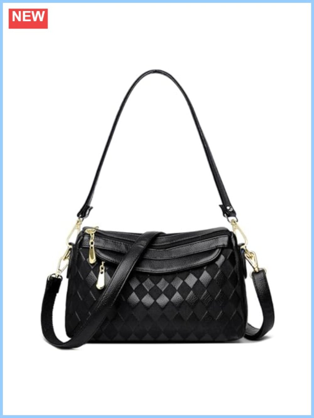 Quilted PU Leather Hobo Bag Crossbody Shoulder Handbag